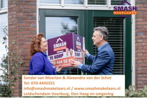 SMASH Makelaars van Sander van Meerten en Alexandra van der Schot zijn de makelaars van Voorburg, Leidschendam en Den Haag voor het succesvol kopen en verkopen van uw huis. Heeft u een verkoopmakelaar nodig voor het verkopen van uw woning of een aankoopmakelaar voor het vinden van een woning? Er zijn veel makelaarskantoren zoals Mares, Brix, C&D makelaardij, Meijs & Alink, Agterdenbosch, Dijkhuizen, de Bruyn en Tak, Doen, REMAX, de wekker, Fastgoed, WVK, Haahlanden, Hoogenboom, Emil, van Lieshout, van der Togt en ga zo maar door. Maar wij doen het net een beetje anders. Kies voor de nieuwste en beste makelaars van Voorburg Leidschendam, Den Haag en omgeving ( Rijswijk, Voorschoten, Delft, Nootdorp, Pijnacker, Wassenaar, Zoetermeer) voor het beste resultaat.